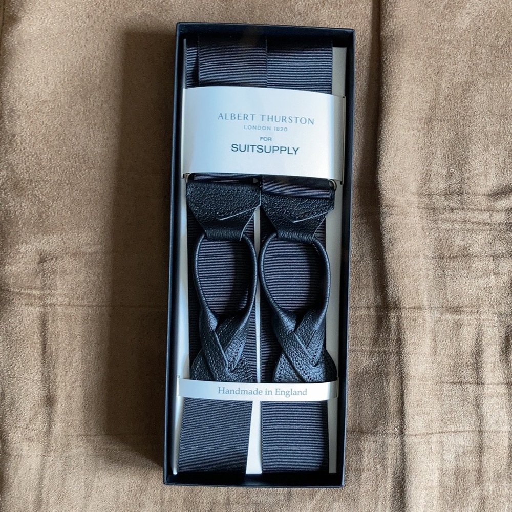 black non-elastic suspenders